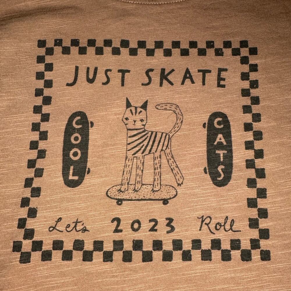 NWT Rylee + Cru Cool Cats Raw Edge Long Sleeve Shirt Size 6-7 - Picture 2 of 5